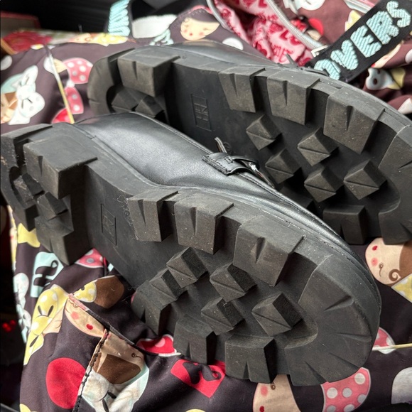 NOBO Black Loafers with Silver Chain Accent and lug soles - Picture 7 of 8